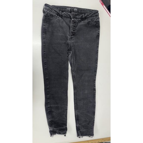 Old Navy Womens Jeans 14 Black Extra High Rise Rockstar Super Skinny Distressed - Picture 2 of 11